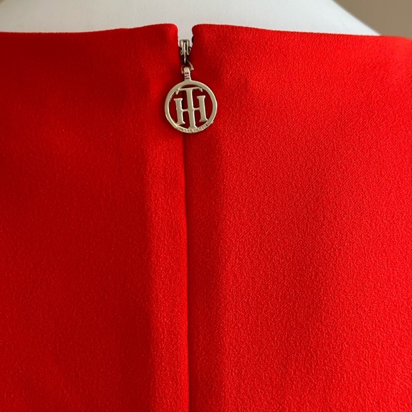 Tommy Hilfiger Bright Red Midi Sleeveless Dress SZ 8 Zipper In Back with Symbol - Picture 6 of 12